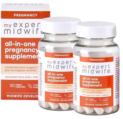 My Expert Midwife All in One Pre-Conception & Pregnancy Women's Vegan Supplements, 12 Essential Prenatal Vitamins & Minerals, 60 Capsules, 2 Months Supply