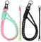 Qichan 4 Stück Paracord Schlüsselanhänger, 2 Stk 55cm Paracord Anhänger und 2 Stk 31cm Schlüsselband, Bunt and Schwarz Schlüsselbänder für Ausweise, Outdoor, Camping, Wandern