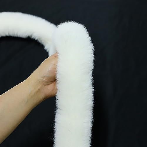 Blausky 8 cm x 10 m Kunstpelz Band Trim,Kunstpelz Dekoband Kunstfell Bordüre,Kunstpelzband Fake Trimmen Pelzigen Band,Plüschband,Fellstoff zum Basteln Nähen Dekorieren,für DIY,Kranz,Schleifen,Weiß