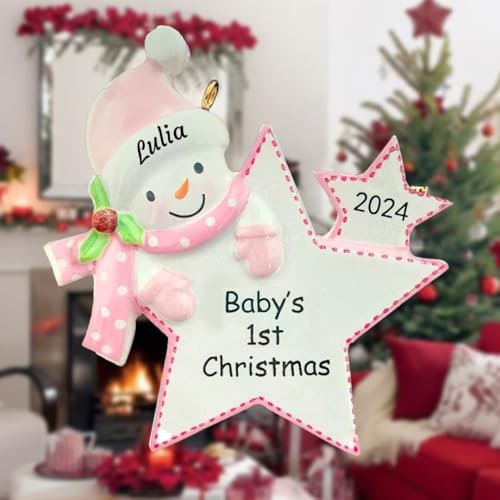Wxexopowk Primo ornamento di Natale del Bambino Personalizzato - Palline Albero Di Natale, il mio Primo Natale Neonato Regalo, Decorazioni per l'albero di Natale, Decorazioni natalizie, Pin