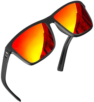 grinderPUNCH Polarisierte Sonnenbrille für Herren – Leichter TR90-Rahmen, UV400-Schutz, quadratische Sonnenbrille für Autofahren, Angeln und Golf (Rot)