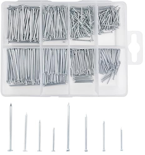 Eckerdromk 560 Pcs Chiodi per Quadri Muro, Chiodi in Acciaio con Scatola, Chiodini per Appendere Quadri in Mix, Chiodi Cartongesso, Chiodi Legno per l'uso su Cemento, Mattoni, Gesso e Legno