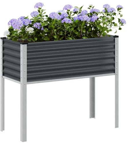 Lauuoeriau Home Garden Pot de fleurs en acier Anthracite 100 x 41 x 90 cm