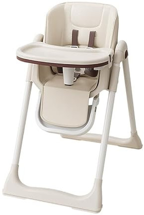 ONNWIN Hochstuhl Baby, Kinderhochstuhl mit Babyliege, Verstellbar Klappbar Hochstuhl Baby mit Essbrett und Rollen,Korb, mitwachsend ab 6 Monate bis 6 Jahre Babystuhl, Beige