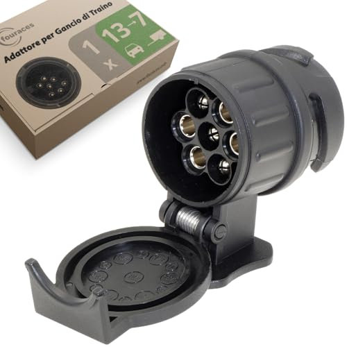 fouraces Adaptador Enchufe Remolque - 13 a 7 - Accesorios para Caravana, Coche, camión, Porta bicis - 13 Pines a 7 Pines