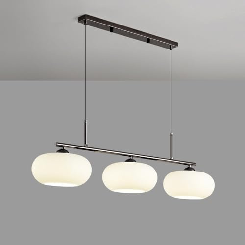 Moderne Hängeleuchte Wabi-Sabi Skandinavischer Stil Pendelleuchte Lampenschirm Milchglas Pendellampe 3-flammig E27 Höhenverstellbar Hängelampe Esszimmer Kronleuchter Wohnzimmer Schlafzimmer(Schwarz)