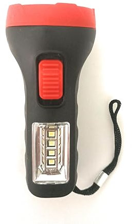 Genérico Linterna LED Portátil, más vendido con pila AA de regalo 1.5V/0.5W, Negro y Rojo, con Correa de Muñeca