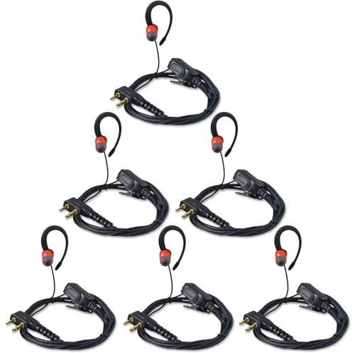 HYS Funkgeräte Ohrhörer Kompatibel für Midland G7 pro G8 G9 Pro | 6 Stück, G-Form Kopfhörer PTT Headset, 2-poliges für M24 Plus M48 M99 G6 XT G7 XTR Alan HP450