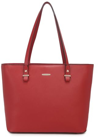 Pahajim Handtasche Damen Groß Tote Bag PU Leder Shopper Tasche Damen Schultertasche für Arbeit, Reisen und Einkaufen(Rot)