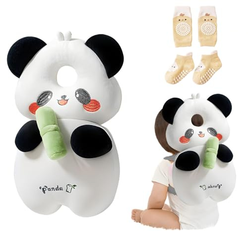 Bambebe Baby Head Protection Pillow Protection Backpack Safety Pads Adjustable Size Safety Helmet Harness Walking Head Protector for 4-24 Months Toddler(Panda)