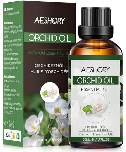 AESHORY Olio Essenziale di Orchidea 50ML, Naturali Olio Aromaterapico di Orchidea, Olio Profumati Premium per Diffusori, Massaggio, Bagno, Cura della Pelle, Rilassamento e Calma