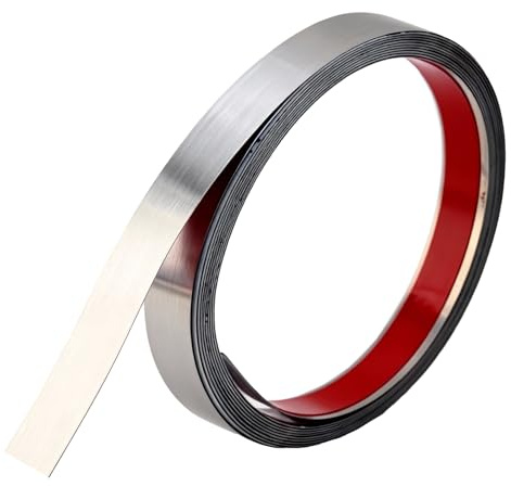 5 M x 1 CM Banda de Acero Inoxidable Cepillado, Listón Decorativo Autoadhesivo, Moldura Adhesiva Espejo, para Moldura Adhesiva Decorativa para Chimeneas, Marcos de Espejos, Muebles