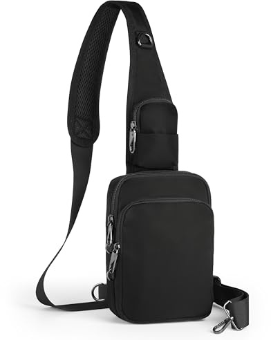 BROADREAM Sac à bandoulière antivol pour homme et femme - Petit sac à main avec fermeture éclair et blocage RFID, Noir , S, Contemporain