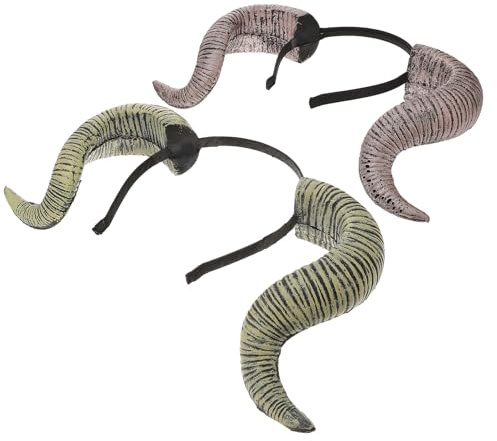 2Pcs Halloween Horn Hair Headband, PU Foam Costume Accessory for Parties | RAM Horn Design, Random Line Styles, Easy Outfit Matching, Playful Photo Prop for Boys and Girls and Families