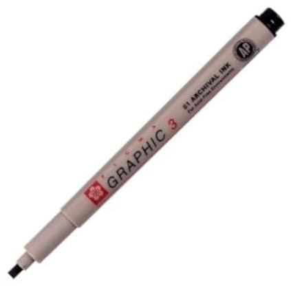 SAKURA Pigma Graphic 3 Marker - 3.0 mm Black - Professional Graphic Artist & Hobbyist Ink