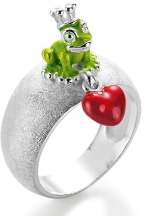 Heartbreaker “Froggy” Frosch-Ring I Größen 52–60 I Edler Ring aus 925 Sterling Silber I Nickelfreier Damenring inkl. Geschenkverpackung I In Goldschmiedequalität gefertigt