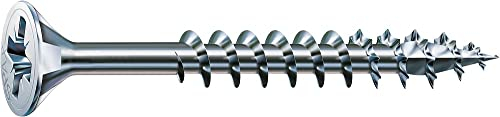 SPAX Universalschraube, 5,0 x 80 mm, 200 Stück, Kreuzschlitz Z2, Senkkopf, Teilgewinde, 4CUT, WIROX A3J, 0291010500805