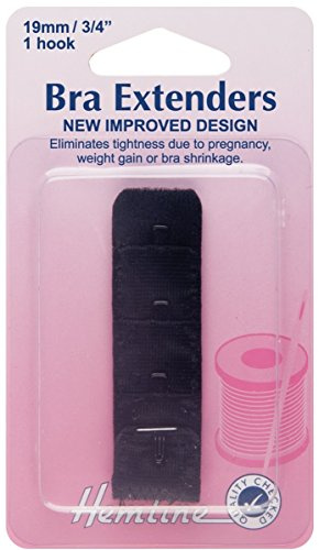 Hemline Bra Extender – 19mm Black 4 rows 1 Hook Adjustable, Comfortable Solution for Pregnancy, Weight Gain, or Bra Shrinkage Easy to Attach, Relieves Tightness.