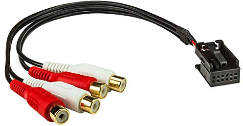 tomzz Audio 7557-000 AUX IN + Line-Out Adapter kompatibel mit Audi Seat Skoda VW Quadlock 12-pin auf Cinch Kupplung 4 Kanal
