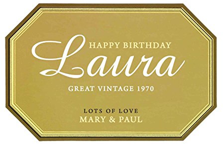 Champagne Label Personalised Edible Cake topper (1, 4 wide x 2.6 high)
