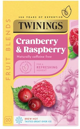 Twinings Strawberry & Cranberry Fruit Infusion Flavoured Tea - 20 Biodegradable Bags Caffeine & Sugar Free Herbal Vegan Tea with Natural Fruit Flavors Refreshing Berry Blend