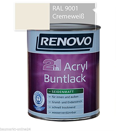 Acryl-Buntlack 2-in-1 750 ml RAL 9001 Cremeweiß Seidenmatt Renovo