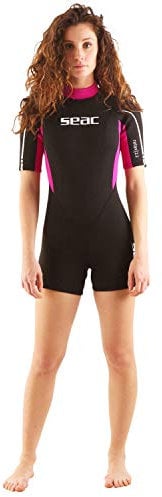SEAC Relax Short, Muta Corta in Neoprene da 2.2 mm per Snorkeling, Subacquea e Altre attività in Acqua Donna, Nero/Fucsia, XS