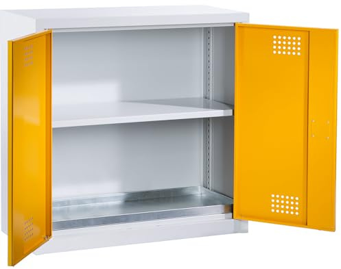 Quipo | Umweltschrank | lichtgrau RAL 7035 | 900 mm Höhe | 1 Fachboden | Höhe 900 mm, 1 Fachboden, 1 Bodenauffangwanne