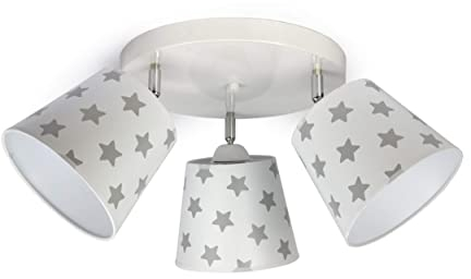 FKL DESIGN Home Deco Deckenleuchte Deckenlampe Kinderleuchte Kinderlampe Leuchte Lampe mehrfarbig Stern Metall 230V 299 300 G3 (Weiß, 300-G3 Sternchen)