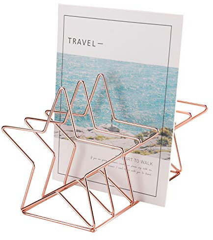 Nugorise Porte-revues en métal avec 5 compartiments pour ranger documents, dossier, lettre et livre, or rose