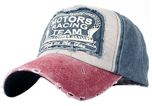 YULOONG Classic Baseball Cap 100% Baumwolle Vintage Washed Denim Dad Hat Verstellbare Größe für Männer Frauen Unisex (Rot A)