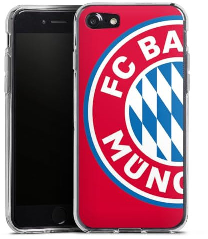 Silikon Hülle kompatibel mit Apple iPhone SE (2020) Case transparent Handyhülle FC Bayern München Offizielles Lizenzprodukt FCB