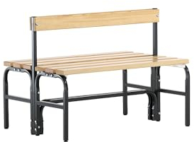 System-Umkleidebank Holz/Stahl, Typ G, LxBxH cm: 101,5x72,5x77, Doppelseitig, mit Rückenlehne