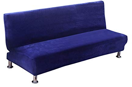 C/N Sofabezug ohne Armlehnen, Samt, Bezug für Klick-Klack-Sofas, 1 / 2 / 3-Sitzer ohne Armlehnen, elastisch, marineblau