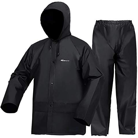 WCBDUT Combinaison de pluie ultra légère unisexe pour homme et femme - Vêtement de travail (veste et pantalon) - Noir - Taille S