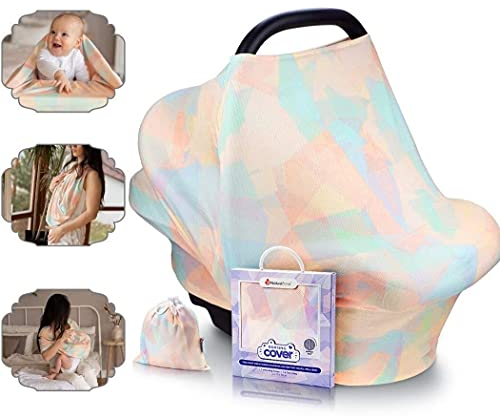 NatureBond Stillschutz Stillen | Atmungsaktiver und sicherster Baumwollbezug Mehrzweck für Baby Autositzbezüge Baldachin Einkaufswagenbezug Schal Licht Decke Kinderwagen (Sunset Orange)