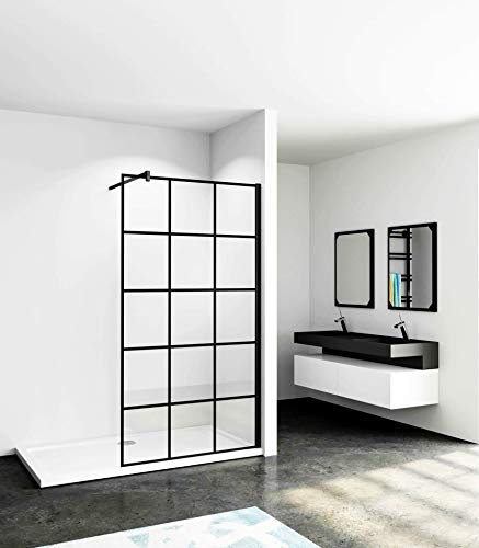 Aica Sanitär 70-140cm Walk in Duschwand 8mm Glas Dusche Duschabtrennung H200cm Schwarz