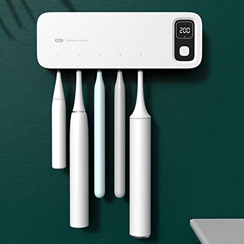 BANJILI-Sterilizzatore portaspazzolino UV, sterilizzatore per spazzolino Elettrico da Parete Bagno Ricaricabile USB 2200mAh con Coperchio Set Custodia (Asciugatura + Disinfezione)