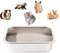 Yangbaga Edelstahl Katzentoilette für Kätzchen, 10cm Höhe Einfach gehen, Geruchskontrolle, Antihaft, leicht zu reinigen, Toillete für Kaninchen, Frettchen, Meerschweinchen und Hamster (40 x 30 x 10cm)