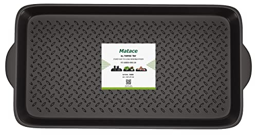 Matace 100 Percent Rubber Boot Tray for Entryway - Water Resistant Shoe Trays- Natural Rubber Mats for Shoes, Boots, Pets - Indoor and Outdoor Use, 27.95x 15.74, Black