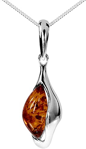 Ostsee-Schmuck - Kette mit Anhänger - Gitte - Silber 925/000 - Bernstein - Frauen - Erwachsene, reifes Alter - Unisex - Silber - Kette