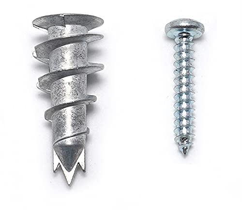 CONFAST Zink Selbstbohrende Trockenbau-/Hohlwanddübel Kit mit Schrauben, 100 Stück (50 Dübel + 50 Schrauben) inkl. #8 Dübel mit Schrauben (Metall)