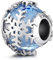 MATERIA by Matthias Wagner Glas Charm blau Schneeflocken Bead 925 Silber facettiert Eiskristall 1186
