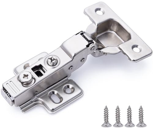 DecoBasics Half Overlay Soft Close Cabinet Hinges for Kitchen Cabinets (10 Pcs) -105° Frameless Concealed Cabinet Door Hinge -3 Way Adjustability -Clip on Plate & Matching Screw for Easy Installation