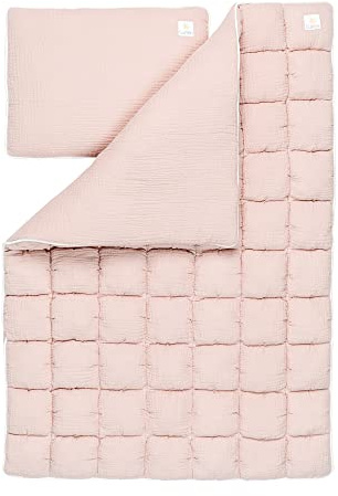 Surien Musselin Bubble Babydecke inkl. Babykissen Fein Gewebte 100% Baumwolle, Krabbeldecke, Tagesdecke, Wickeldecke antiallergisch und handgefertigt (90x120cm, Cloud Pink)
