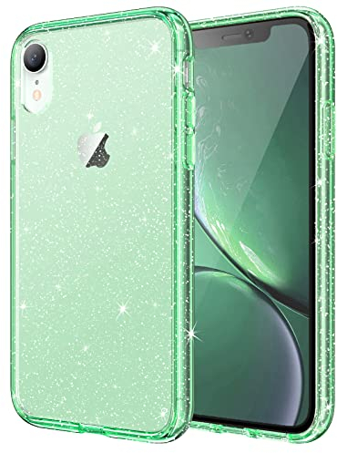 JETech Glitzer Hülle für iPhone XR, 6,1 Zoll, Bling Glitter Stoßfeste Stoßstange Handyhülle, Niedliche Glitzernde für Frauen und Mädchen (Grün)