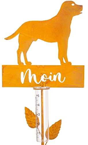 CIM Pflanzenstecker - Regenmesser Hund Moin - Gesamthöhe 121cm - Maße Design: 23,5 x 24 - inkl. Standstab - attraktive Gartendekoration