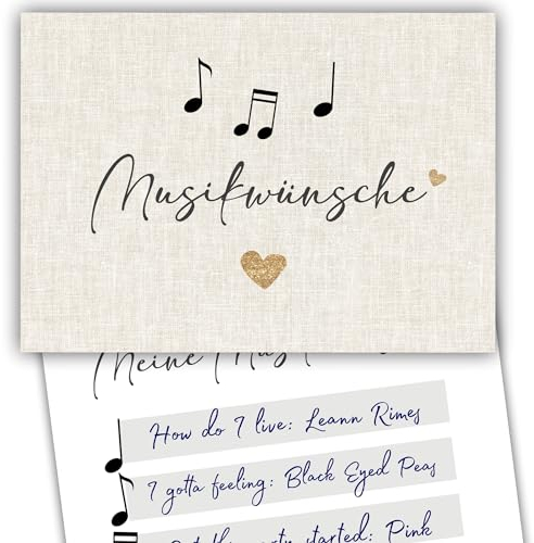 Kackspecht 50 Musikwunschkarten Hochzeit inkl. VIP Karten Musikwunsch Dj Karten Geburtstag Boho Musikwünsche Musikkarten Partykarten
