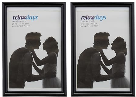 Relaxdays Bilderrahmen 2er Set, 10x15 cm, Passepartout 9x13 cm, Fotorahmen zum Stellen oder Hinhängen, versch. Farben