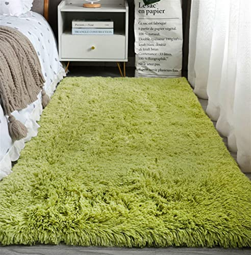 Heavyoff Shaggy Teppich Hochflor Langflor Teppiche Rutschfester Bodenteppichmatte Kindermatte für Wohnzimmer Grün, 120x160cm